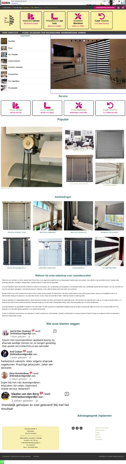 Voor: Online Duo Rolgordijn oude website