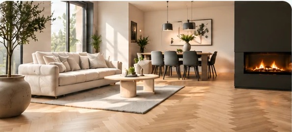 Lichte woonkamer met zithoek